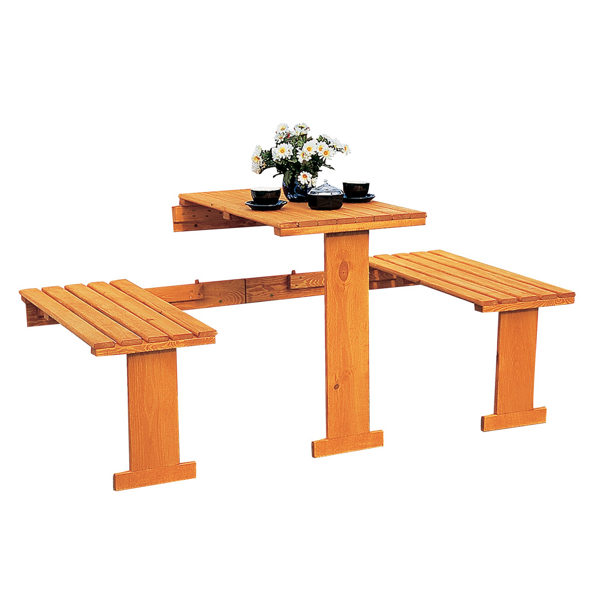 Kiehn-Holz Balkonklappgarnitur Kiefernholz honigbraun 3-teilig inkl. Sitzauflagen Bild 2