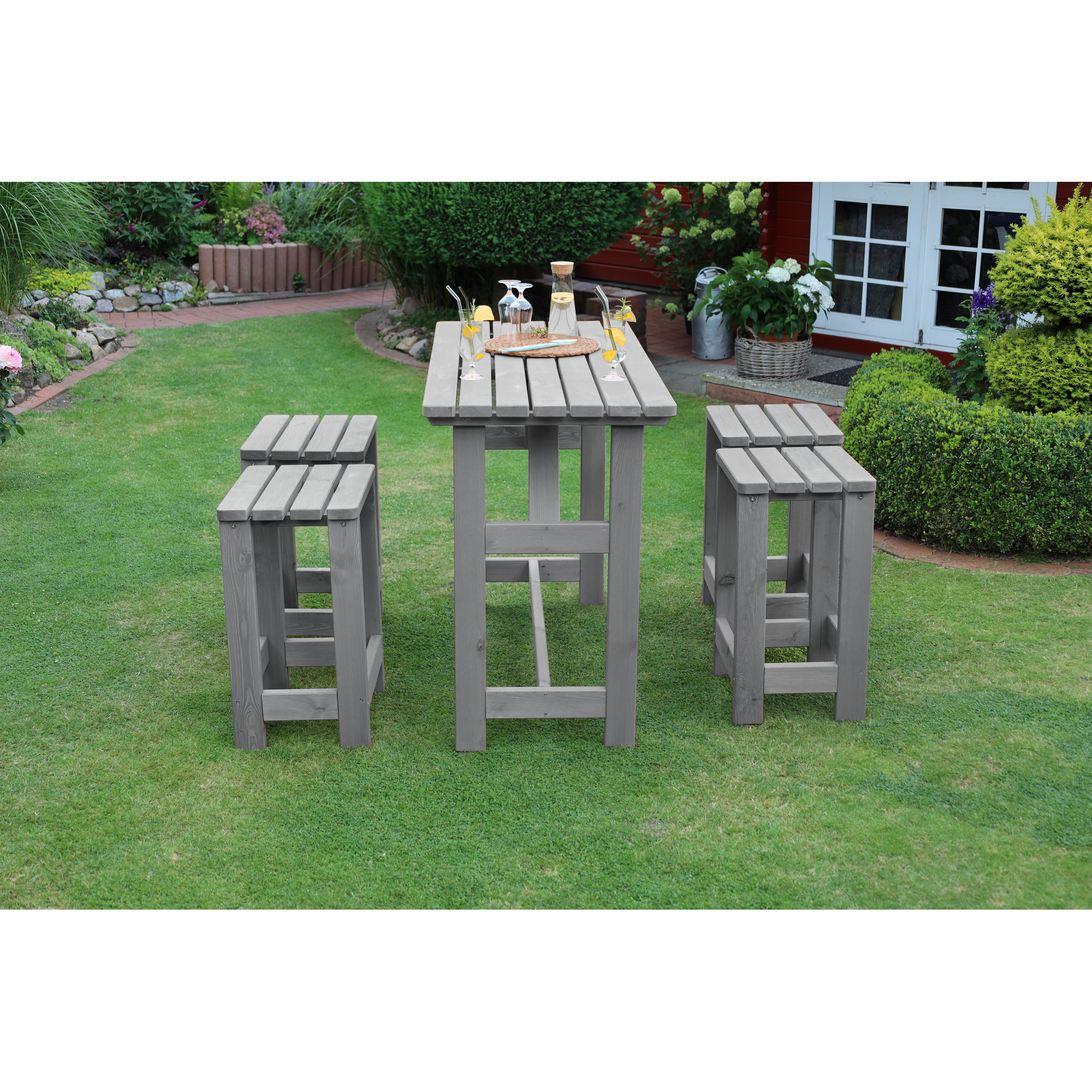 Kiehn-Holz Barlounge-Set 'Summer' Kiefernholz grau 5-teilig