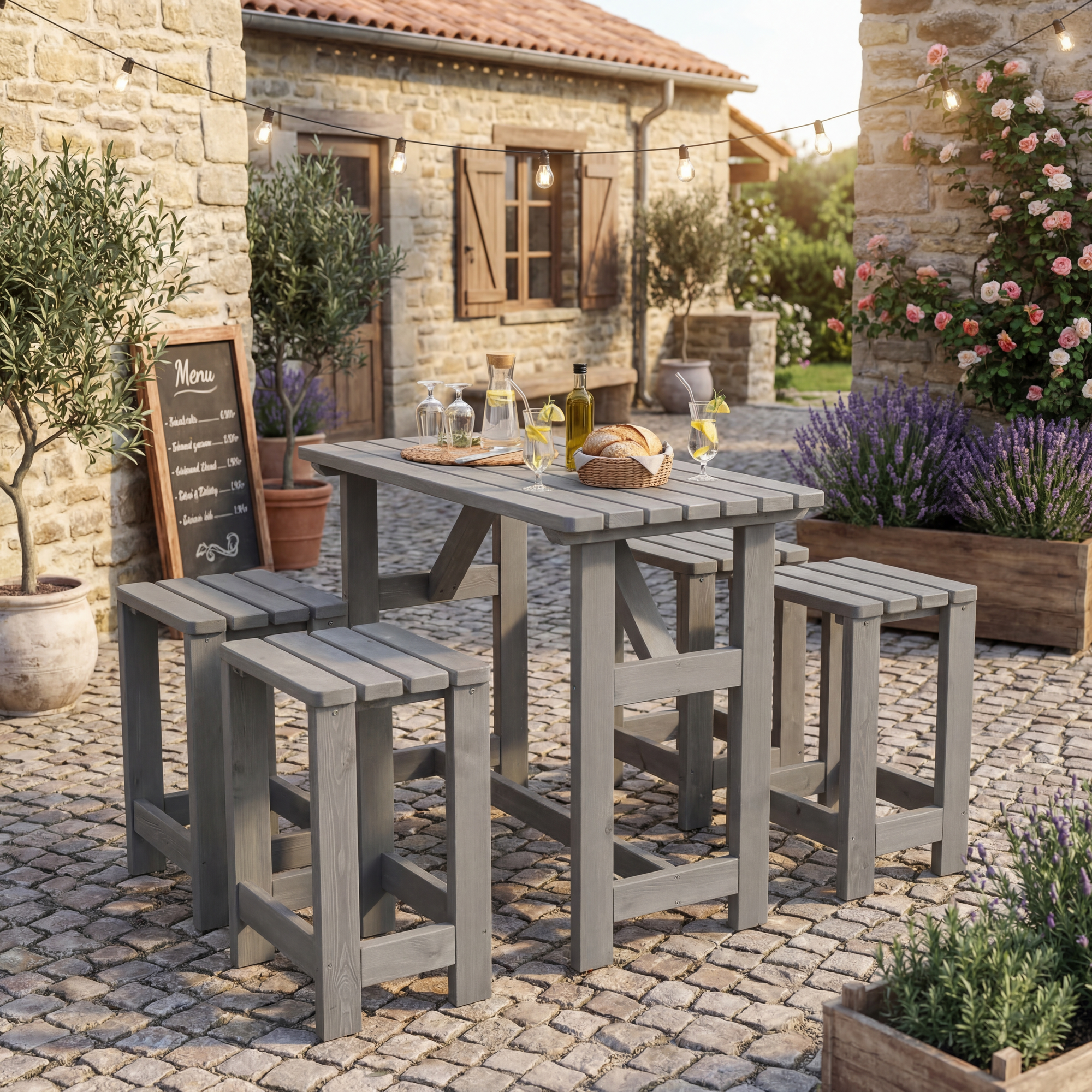 Kiehn-Holz Barlounge-Set 'Summer' Kiefernholz grau 5-teilig Bild 3