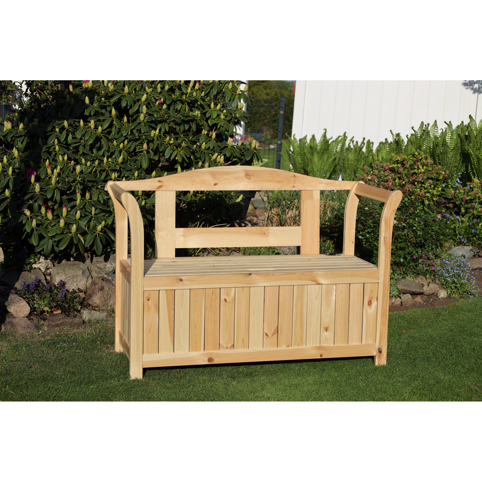 Kiehn-Holz Gartenbank mit Kissenbox Kiefernholz natur 130 x 50 x 93 cm Bild 3