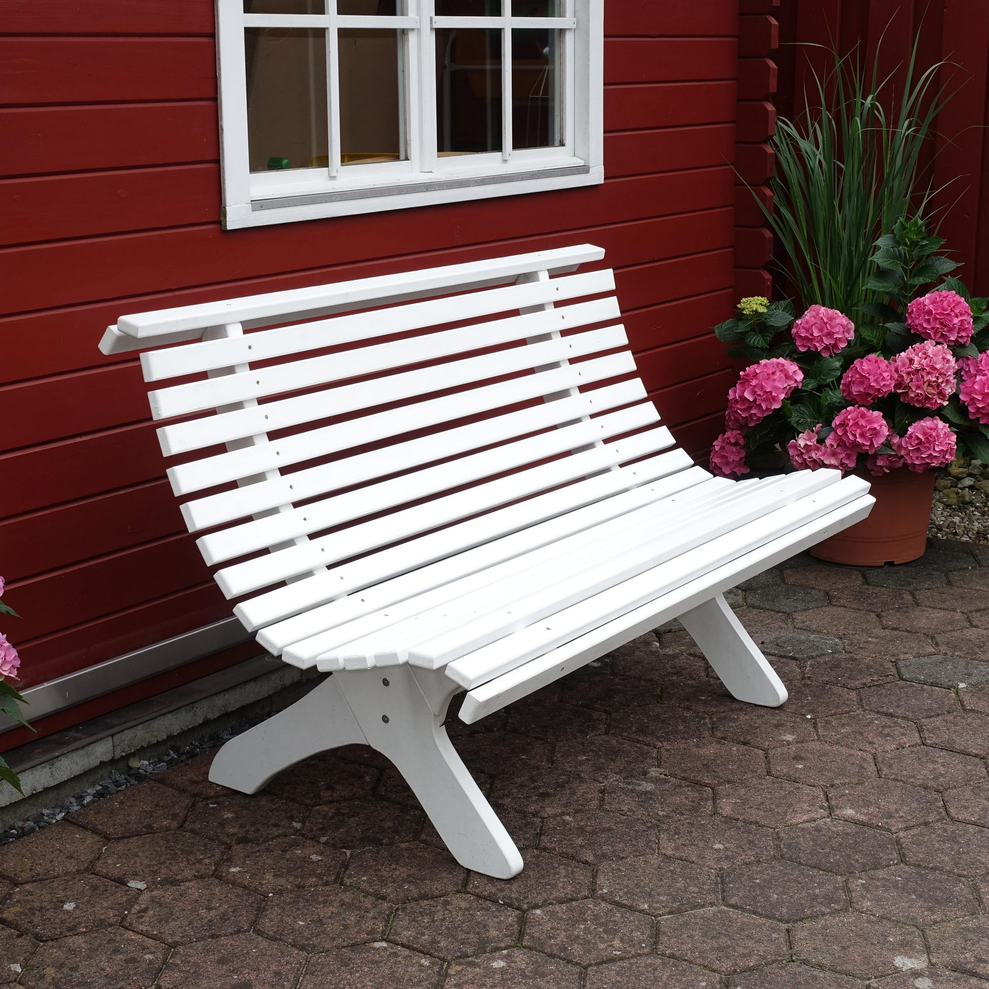 Kiehn-Holz Gartenbank 'Sven' 3-Sitzer Kiefernholz weiß 140 x 74 x 87 cm Bild 3