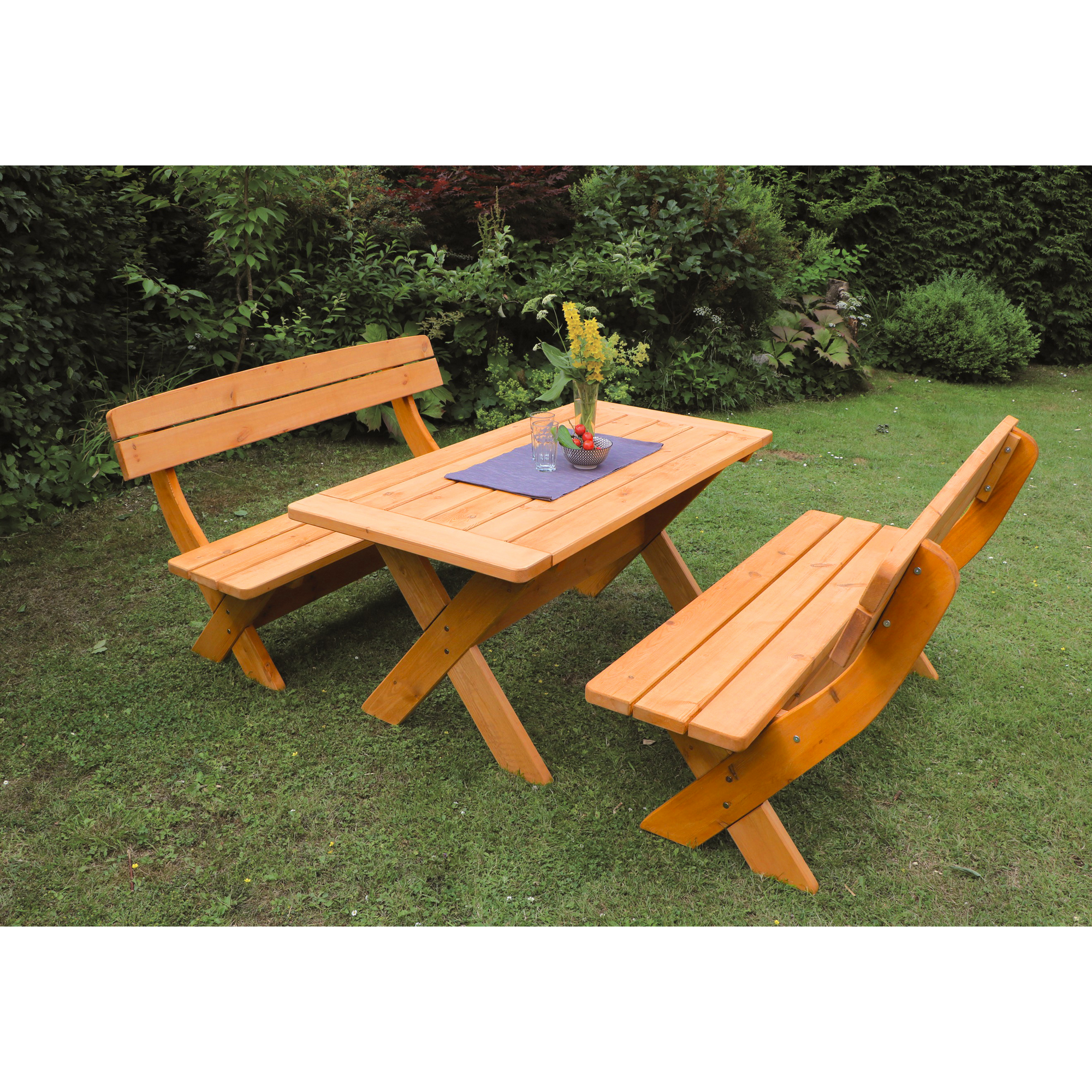 Kiehn-Holz Gartenmöbel-Set 'München' Kiefernholz honigbraun 3-teilig Bild 2