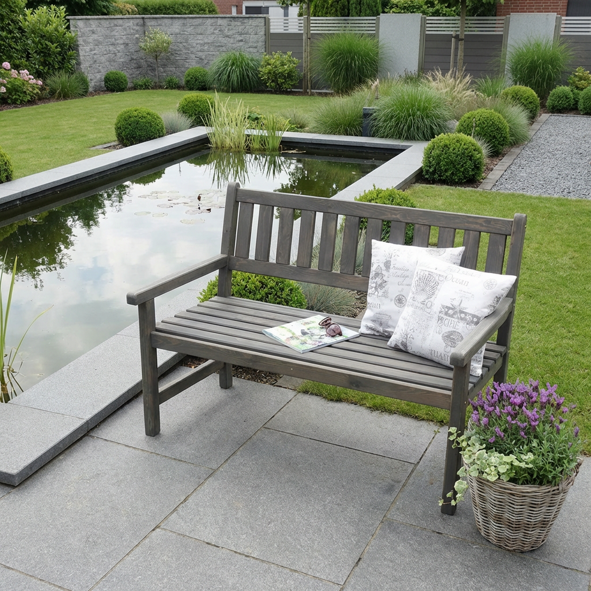 Kiehn-Holz Gartenbank 'Johanna' 2-Sitzer Kiefernholz grau 125 x 71 x 91 cm