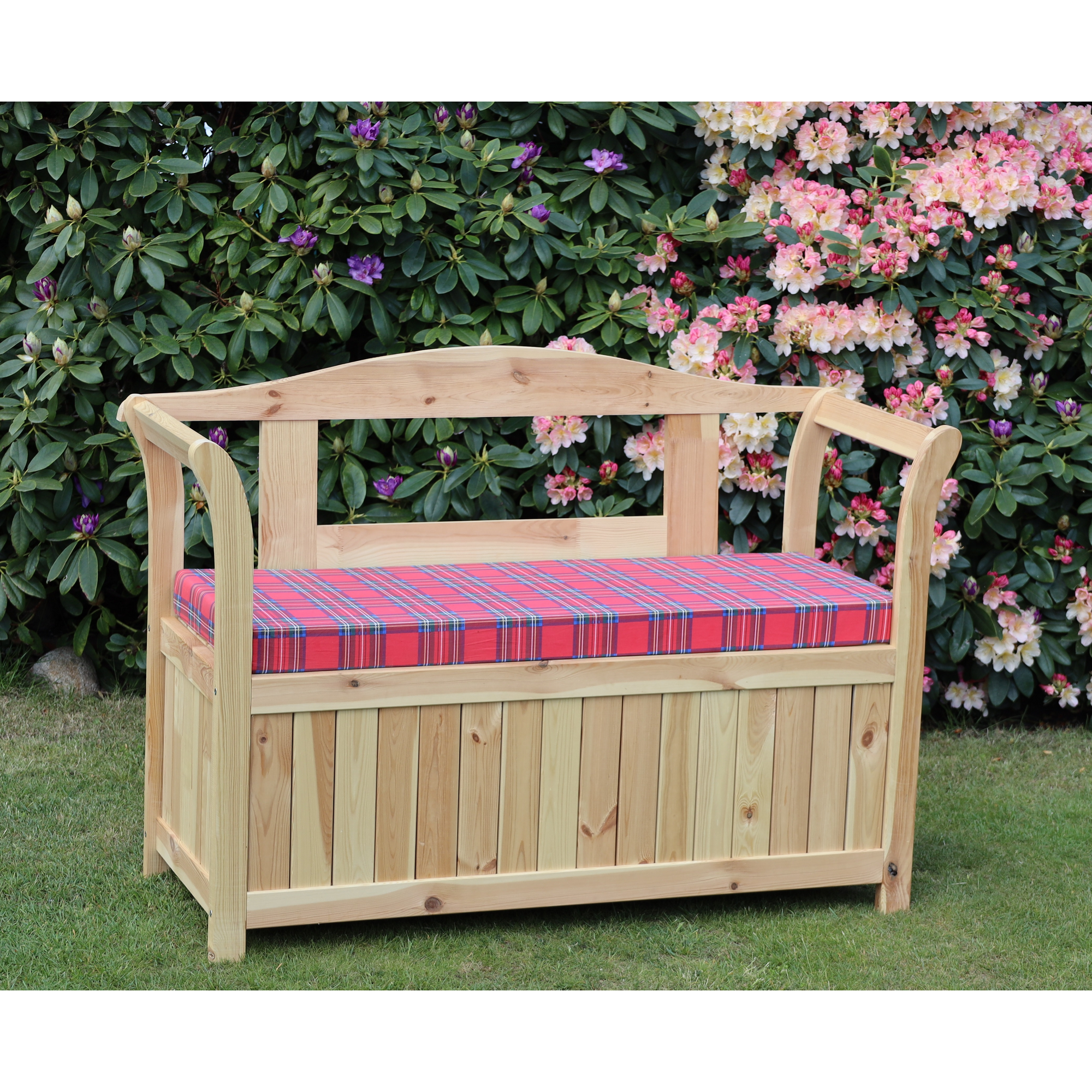Kiehn-Holz Gartenbank mit Kissenbox Kiefernholz natur 130 x 50 x 93 cm inkl. Sitzauflage Bild 2