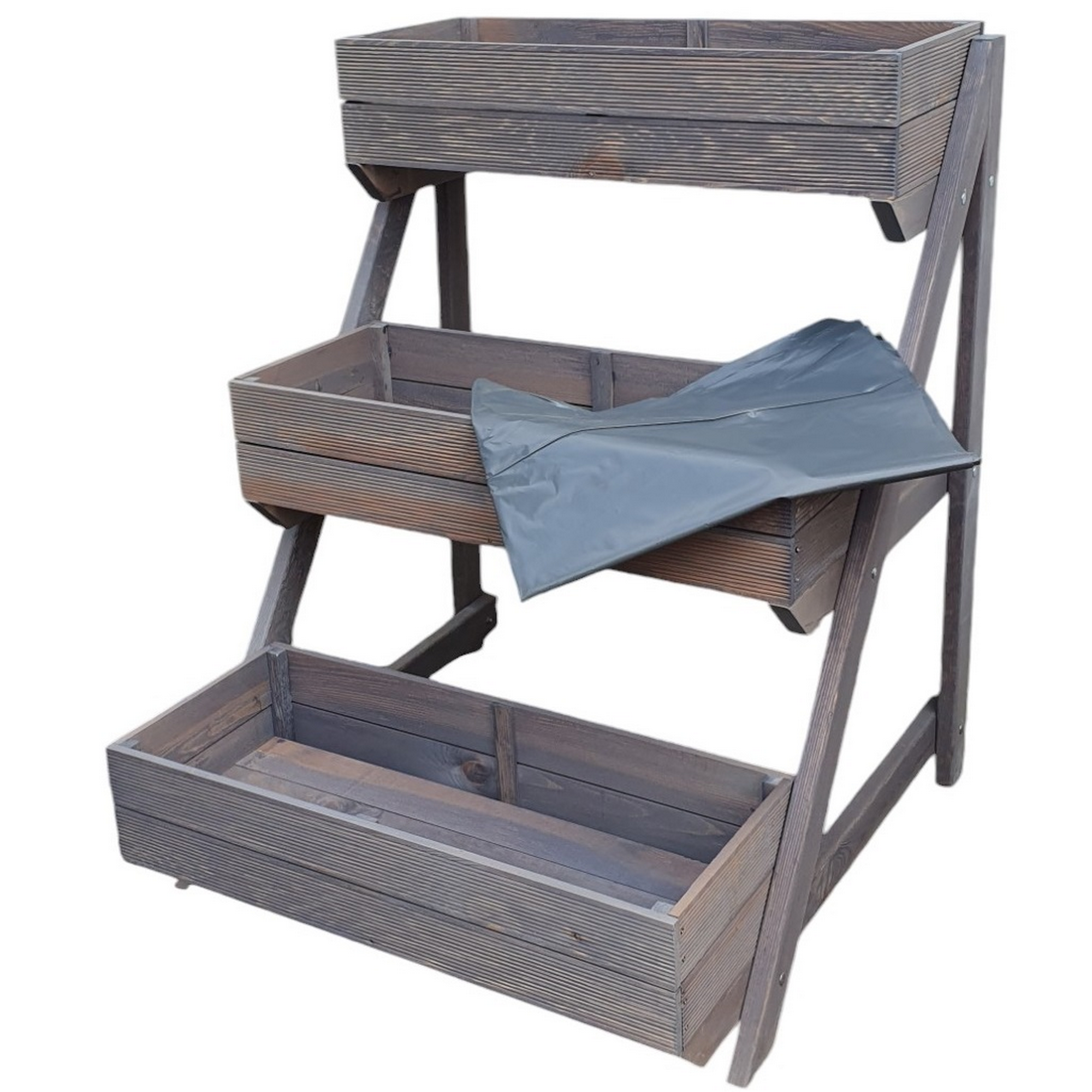 Kiehn-Holz Pflanztreppe grau Kiefernholz 80 x 84 x 100 cm