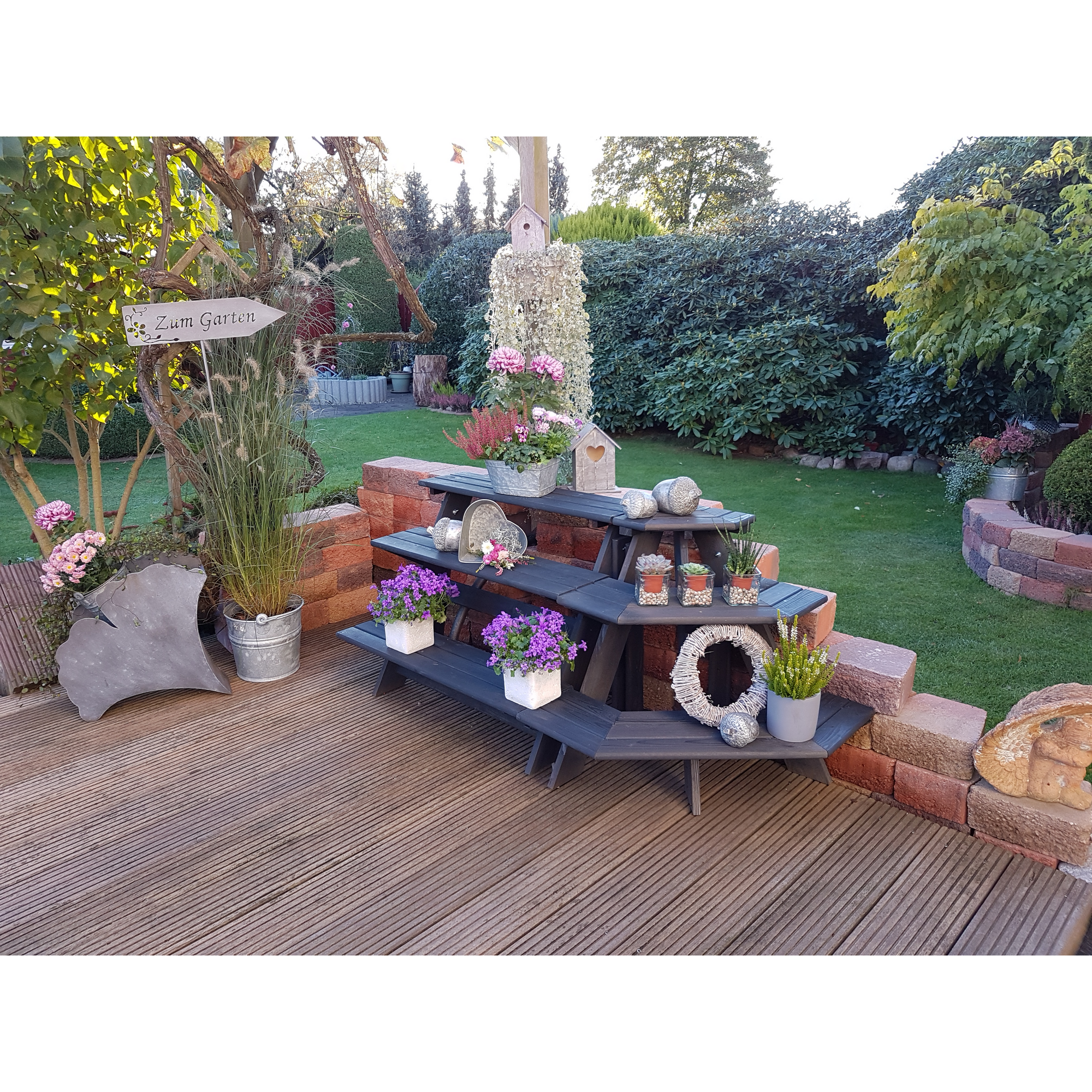 Kiehn-Holz Blumentreppe 'Anja' anthrazit Kiefernholz 137 x 59 x 62 cm Bild 3