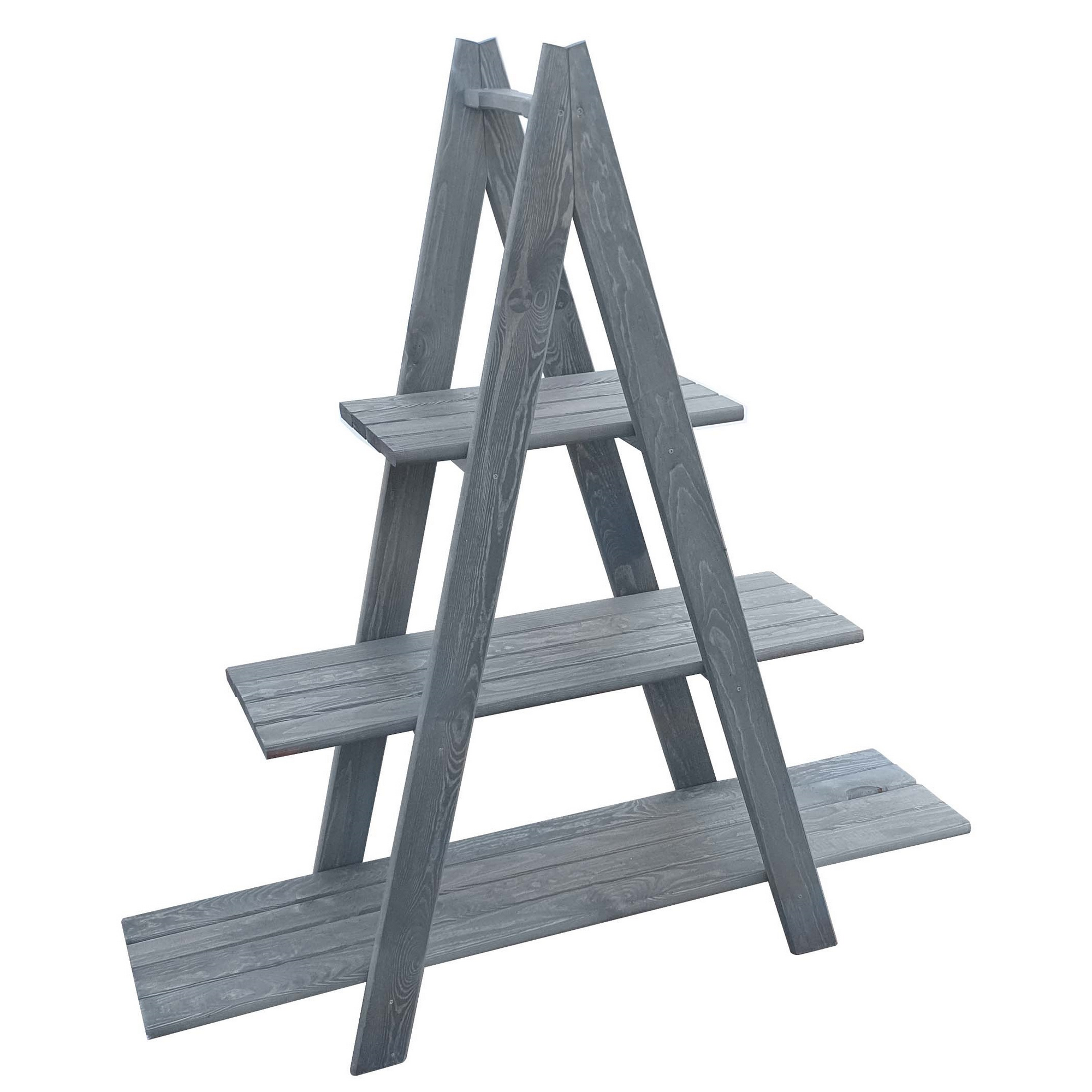 Kiehn-Holz Blumentreppe Kiefernholz grau 137 x 31 x 120 cm