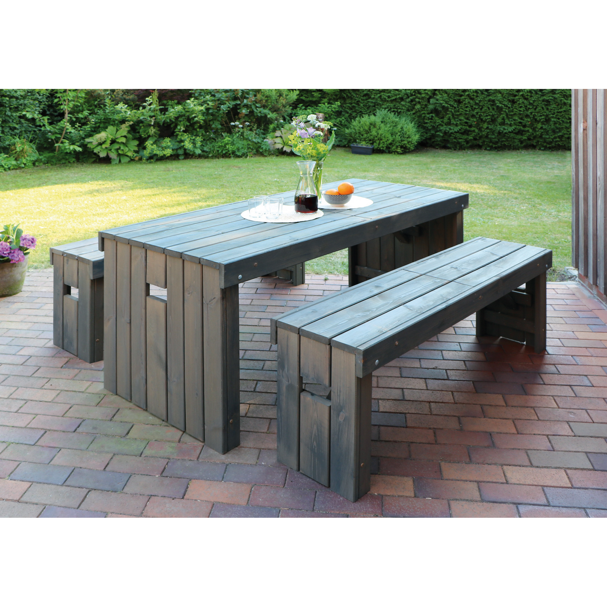 Kiehn-Holz Gartenmöbel-Set 'Rotterdam' Kiefernholz grau 3-teilig