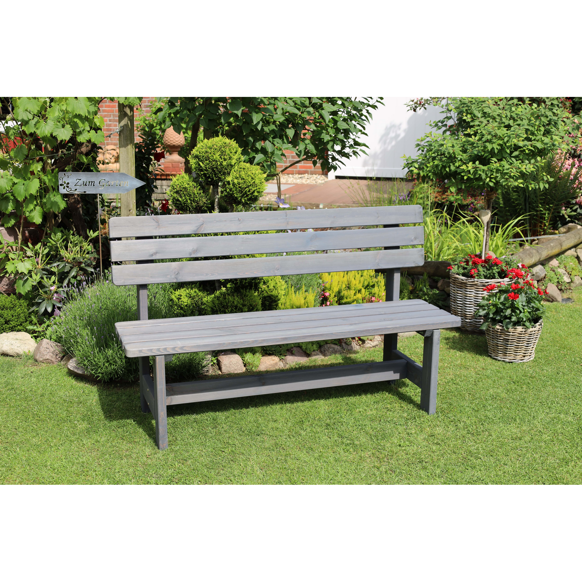 Kiehn-Holz Gartenbank 'Summer' 3-Sitzer Kiefernholz grau 150 x 51 x 90 cm Bild 3