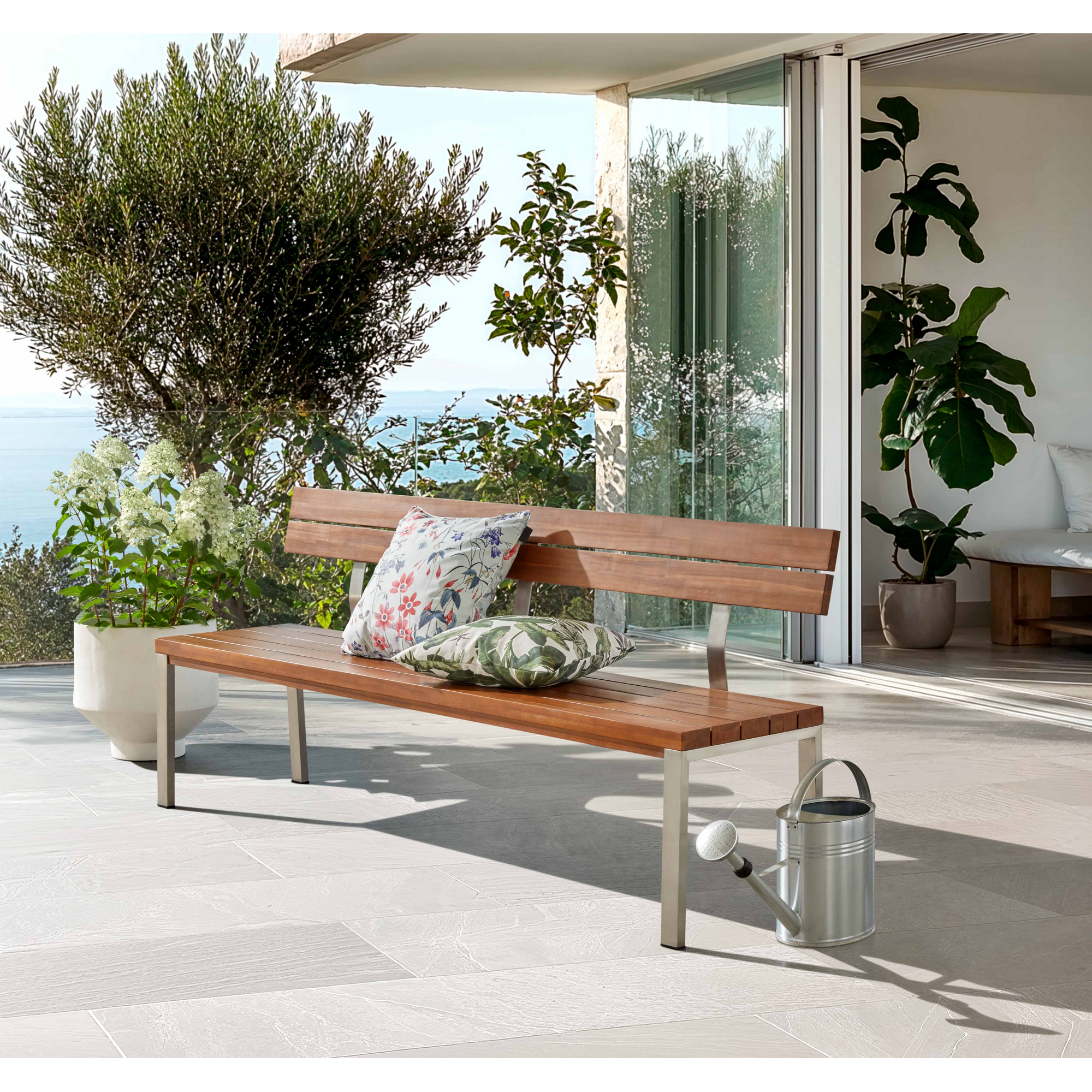 Gartenbank 'Aurelia' 4-Sitzer Edelstahl braun 195 x 83,5 x 51 cm Bild 3