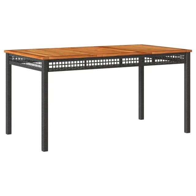 Gartentisch Schwarz 140x80x75 cm Poly Rattan Akazienholz Vidaxl