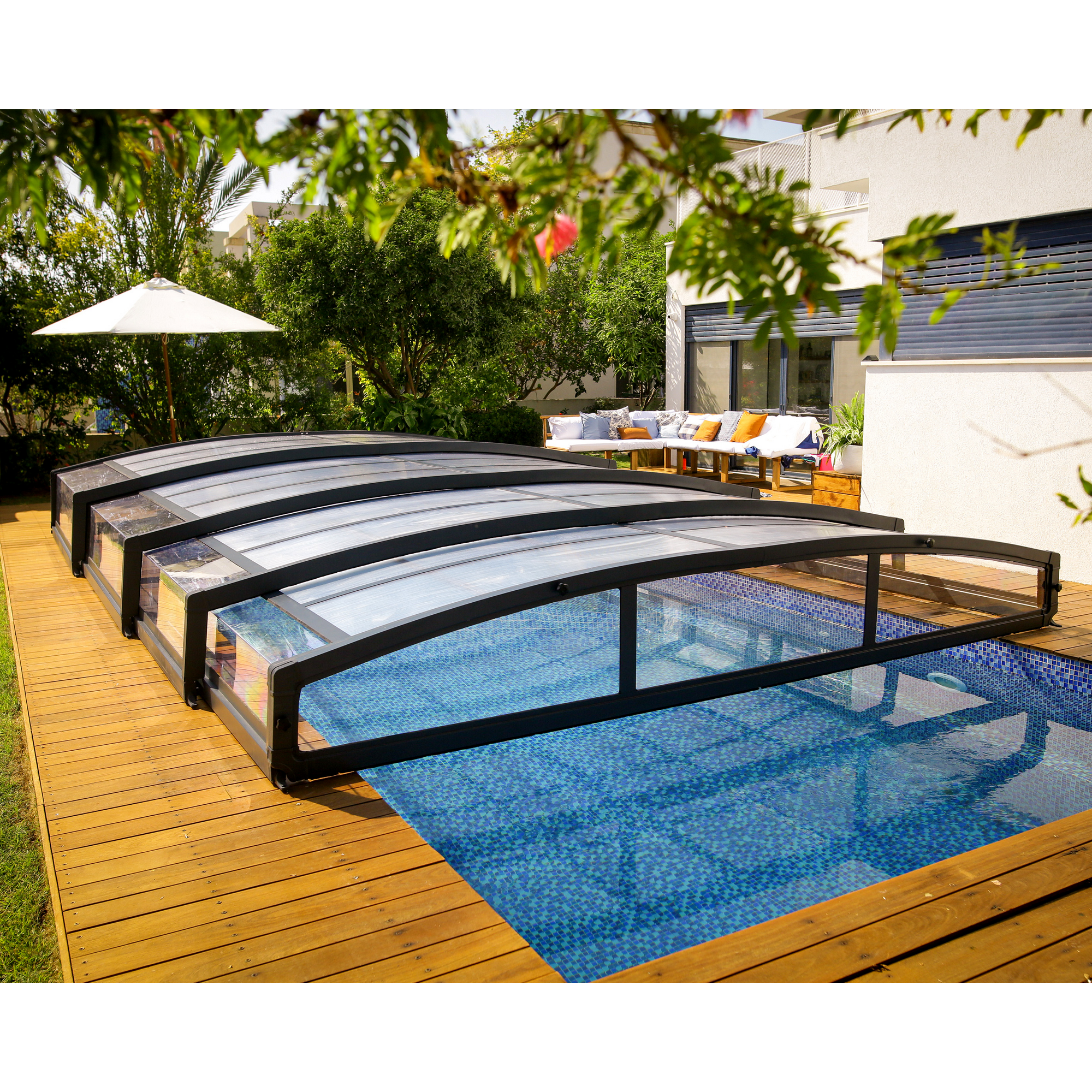 Palram-Canopia Poolüberdachung 'Majorca' anthrazit 470 x 874 cm Polycarbonat klar