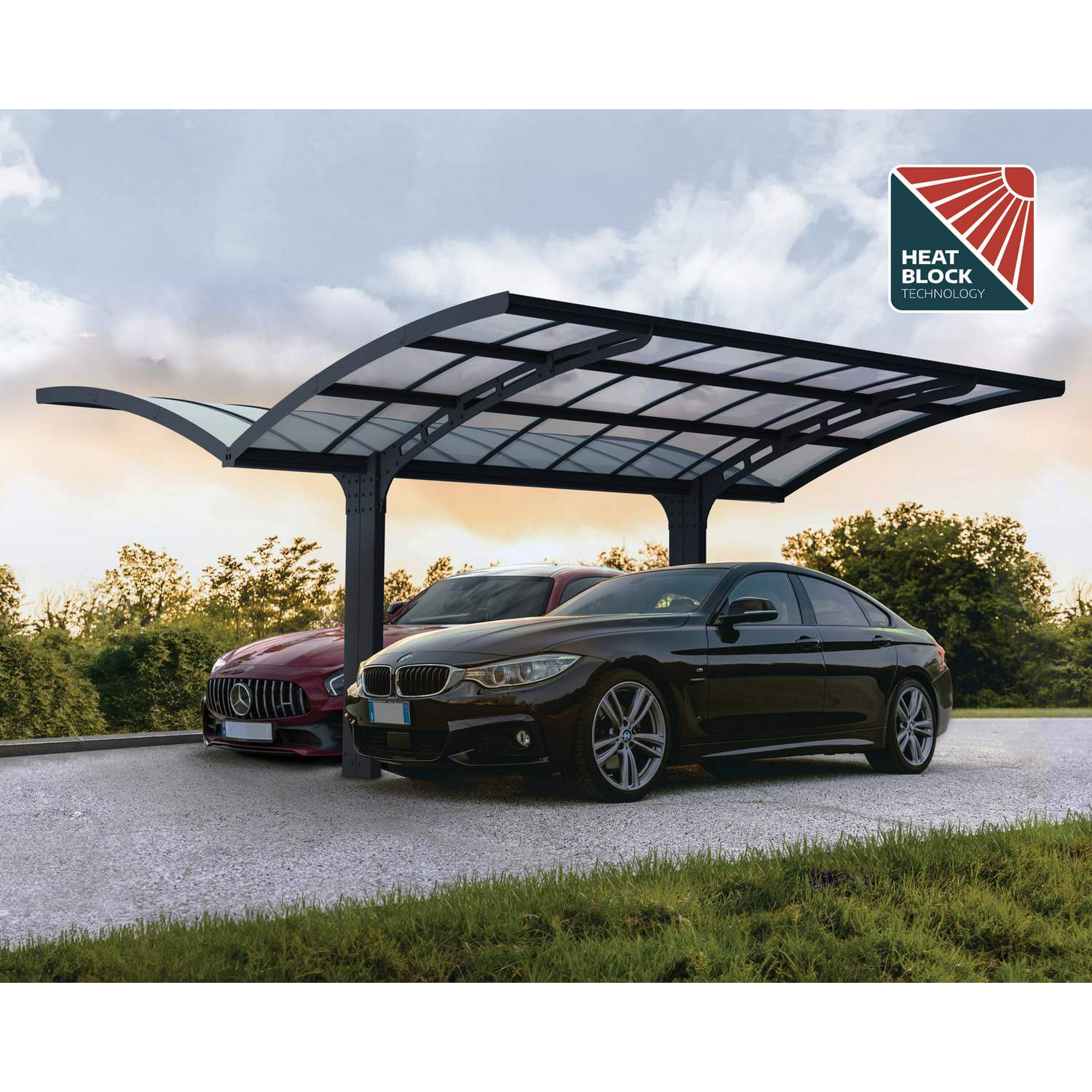 Palram-Canopia Doppelcarport 'Arizona Breeze' anthrazit 578 x 495 Polycarbonat grau