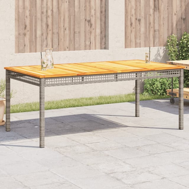 Gartentisch Grau 180x90x75 cm Poly Rattan Akazienholz - Vidaxl