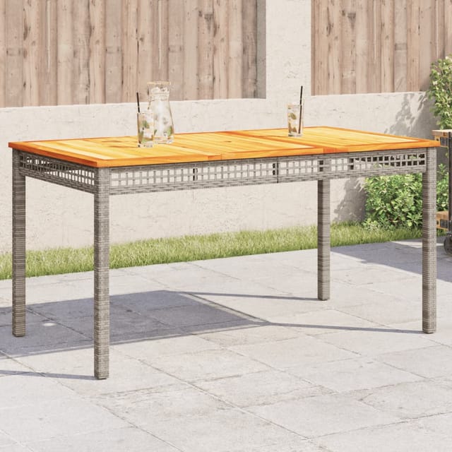 Gartentisch Grau 140x80x75 cm Poly Rattan Akazienholz - Vidaxl