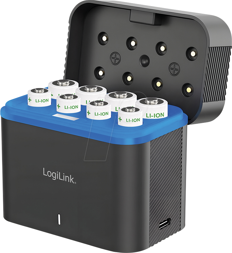 LOGILINK PA0412 - USB-Ladegerät, Li-Ion, inkl. 4x AA (3250 mAh), 4x AAA (1300 mAh)
