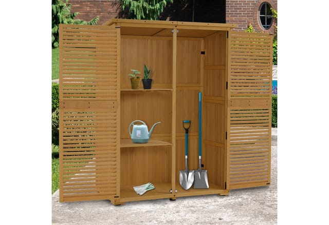 Mcombo - m Gartenschrank Gartenhaus Holz Wetterfest, 127×59×168 cm, 0901D (Natur)