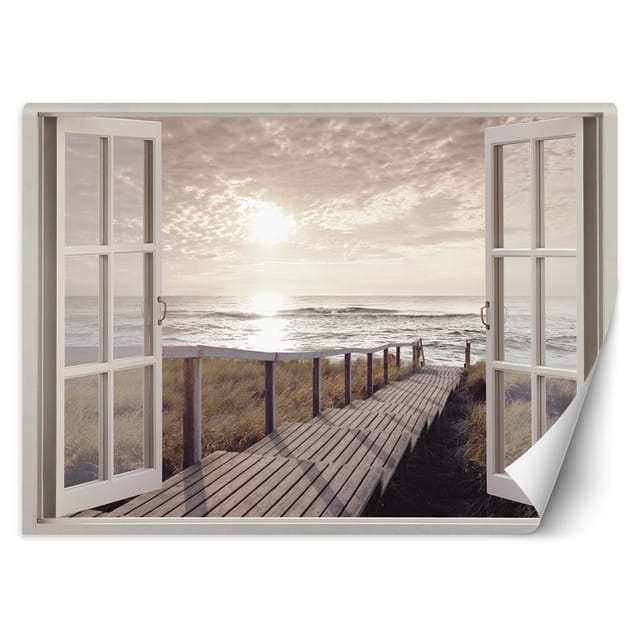 Fototapete, Fenstersteg am Strand – 140x100