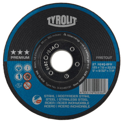 Schruppscheibe FASTCUT ø125 x 7 x 22,23mm A30P PREMIUM Stahl/Edelstahl