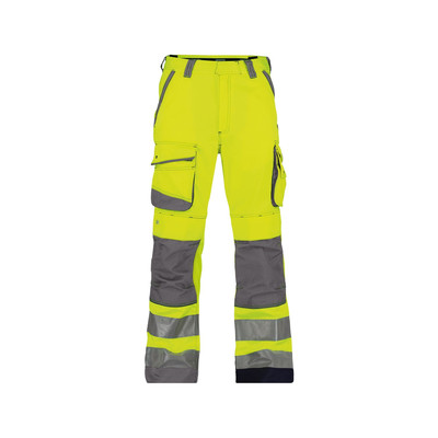 Chicago Warnschutzhose mit Kniepolstertaschen, neongelb/zementgrau, Schrittlänge Plus, Größe 54