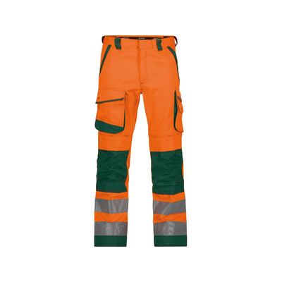 Chicago Warnschutzhose mit Kniepolstertaschen, neonorange/flaschengrün, Schrittlänge Minus, Größe 56