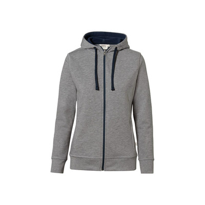 Damen Kapuzenjacke Bonded 255, grau meliert/tinte, Größe 3XL