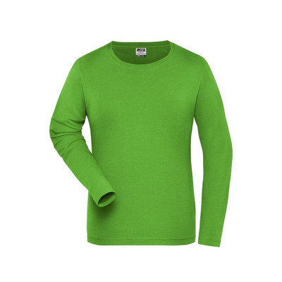 Damen Bio Workwear Langarm-Stretch-Shirt JN1803, lime-grün, Größe S