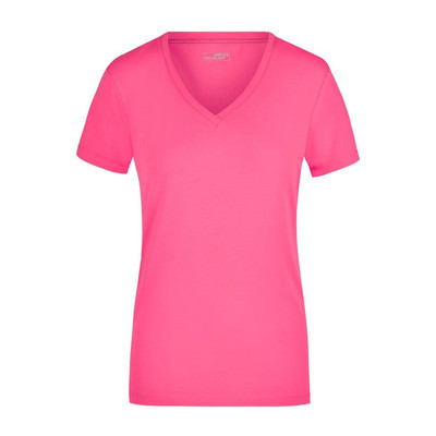 Damen Elastic V-Shirt JN928, pink, Größe XL