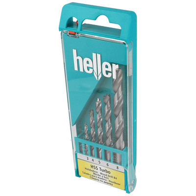 HSS Turbo Holzbohrer, Rundschaft, Set 5-teilig Ø 3/4/5/6/8 mm