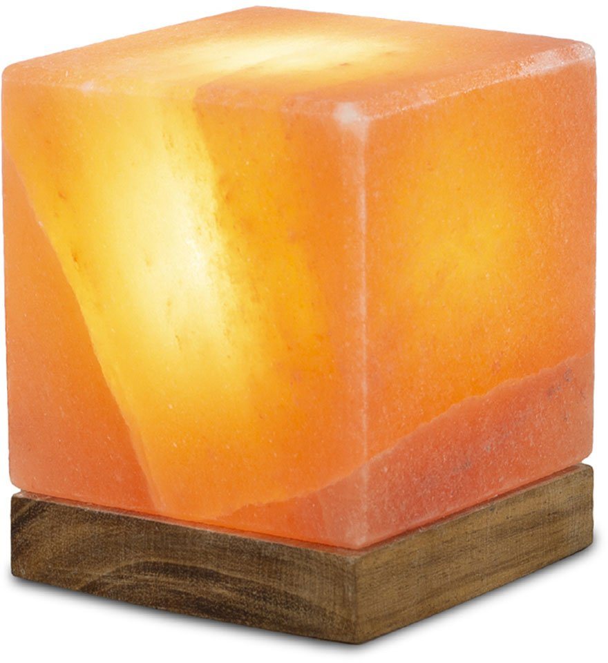 Wagner Life Design Salzkristall-Tischlampe Kubus, Leuchtmittel wechselbar, Warmweiß, Handgefertigt aus Salzkristall - jeder Stein ein Unikat, H: ca.12 cm Bild 3