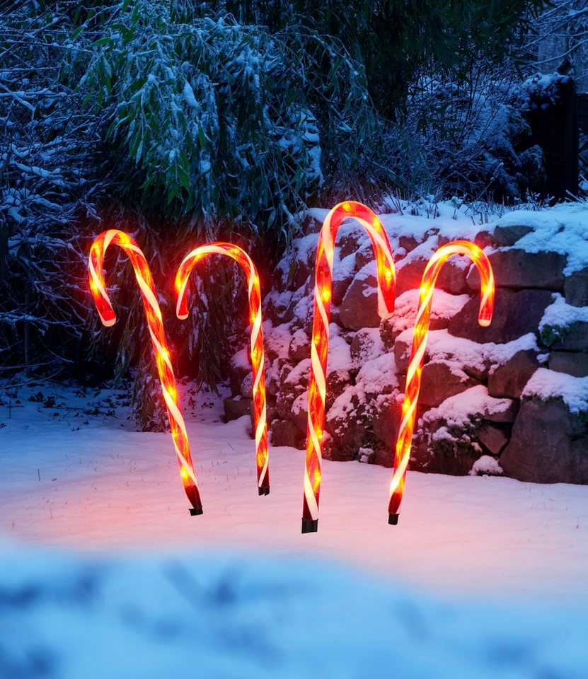 IC Winterworld LED Gartenleuchte Weihnachtsdeko rot, Gartenstecker, Zuckerstangen-Design, mit Timerfunktion Bild 4