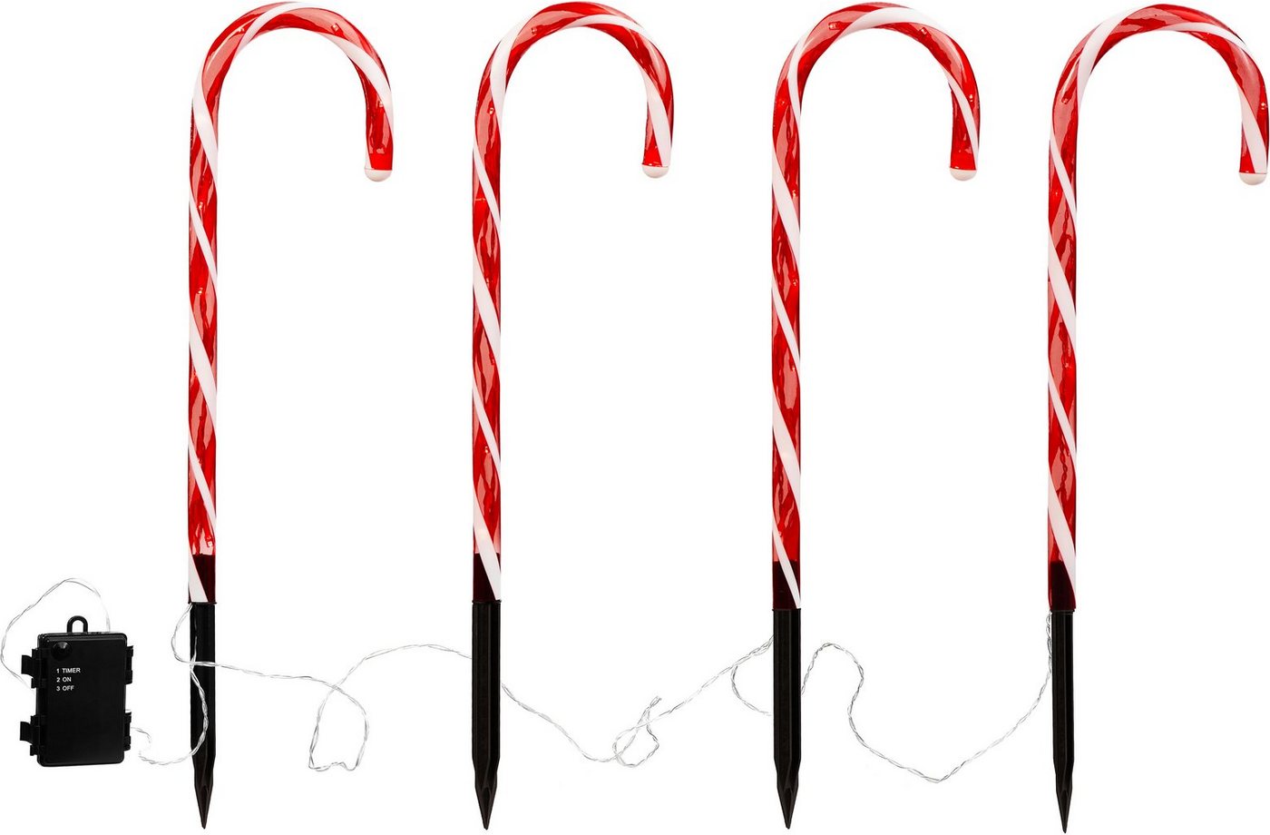 IC Winterworld LED Gartenleuchte Weihnachtsdeko rot, Gartenstecker, Zuckerstangen-Design, mit Timerfunktion Bild 5