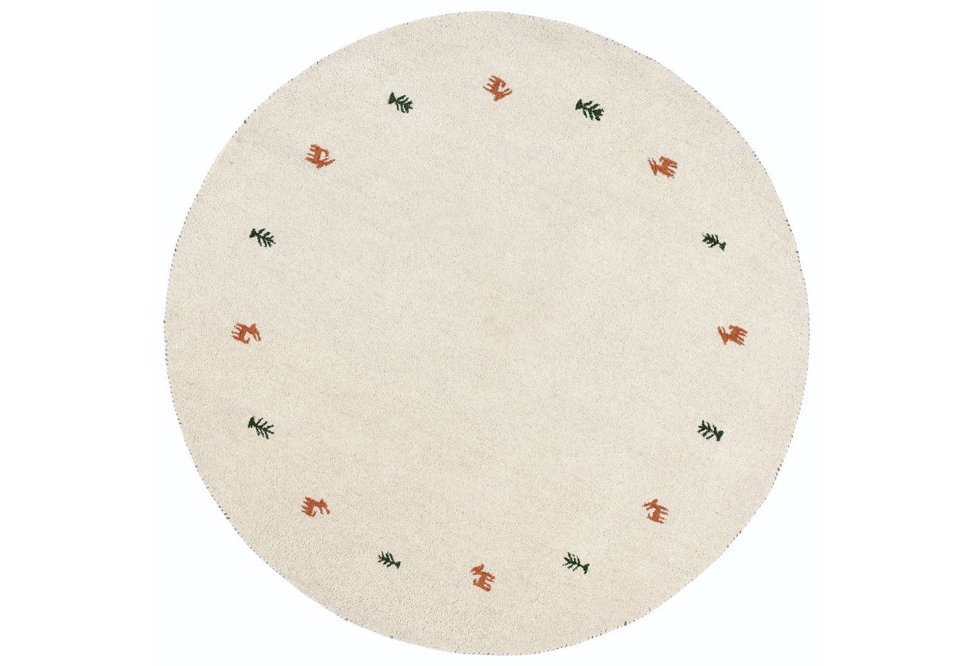 THEKO Wollteppich Gabbeh Motiv, Handgefertigt, Teppich, Tiermotiv, reine Wolle, rund, Höhe: 14 mm, reine Wolle, Wohnzimmer, Schlafzimmer, Esszimmer Bild 5