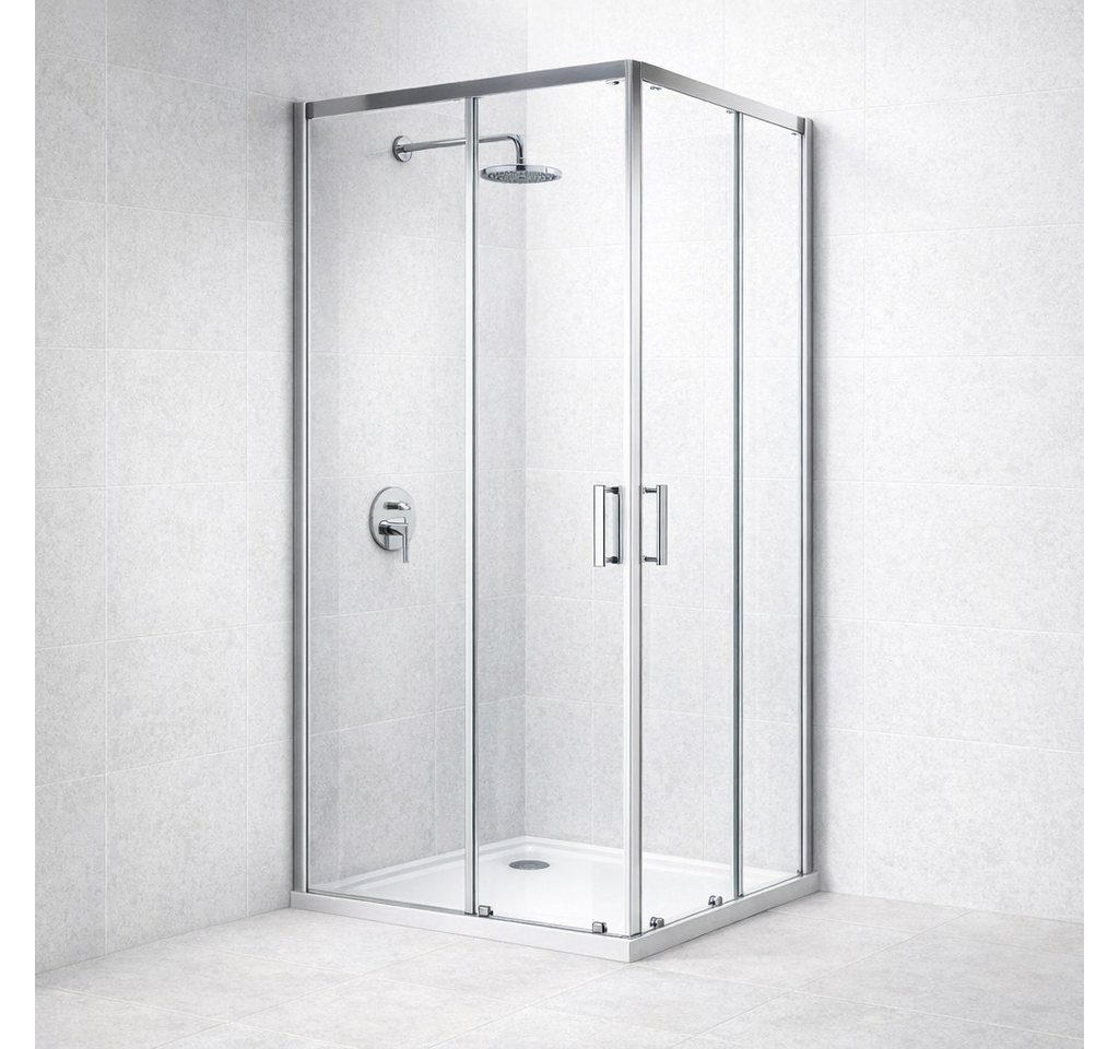 welltime Eckdusche New Trento, BxT: 120x120 cm, Einscheibensicherheitsglas, Extrahohe 195cm, 6mm ESG, verbessertes Rollensystem Bild 2