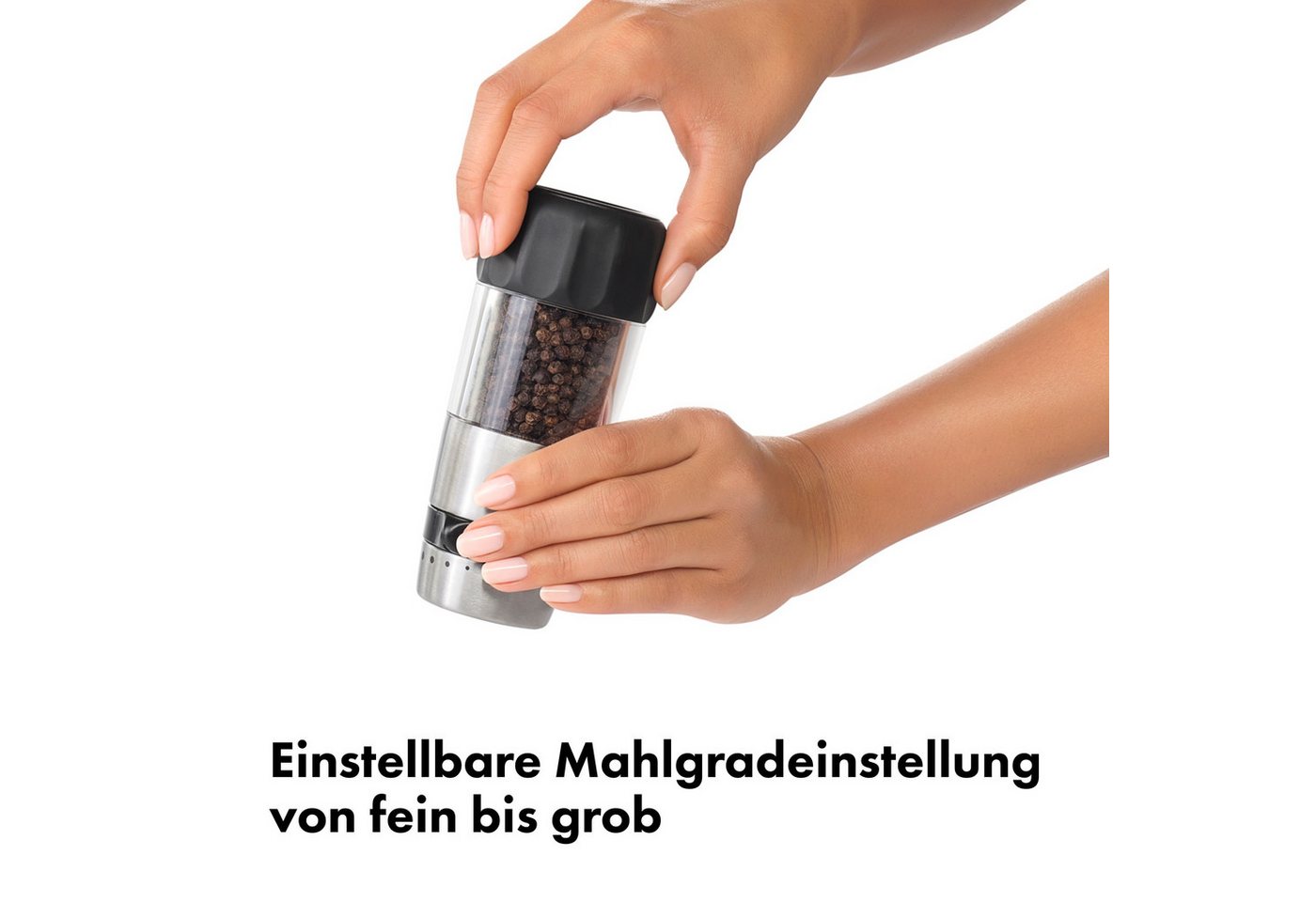 OXO Good Grips Salz-/Pfeffermühle OXO Accent Mess- Salz und Pfeffermühlen Set manuell, (2 Stück), kombiniert stilvolles Design mit müheloser Funktionalität Bild 2