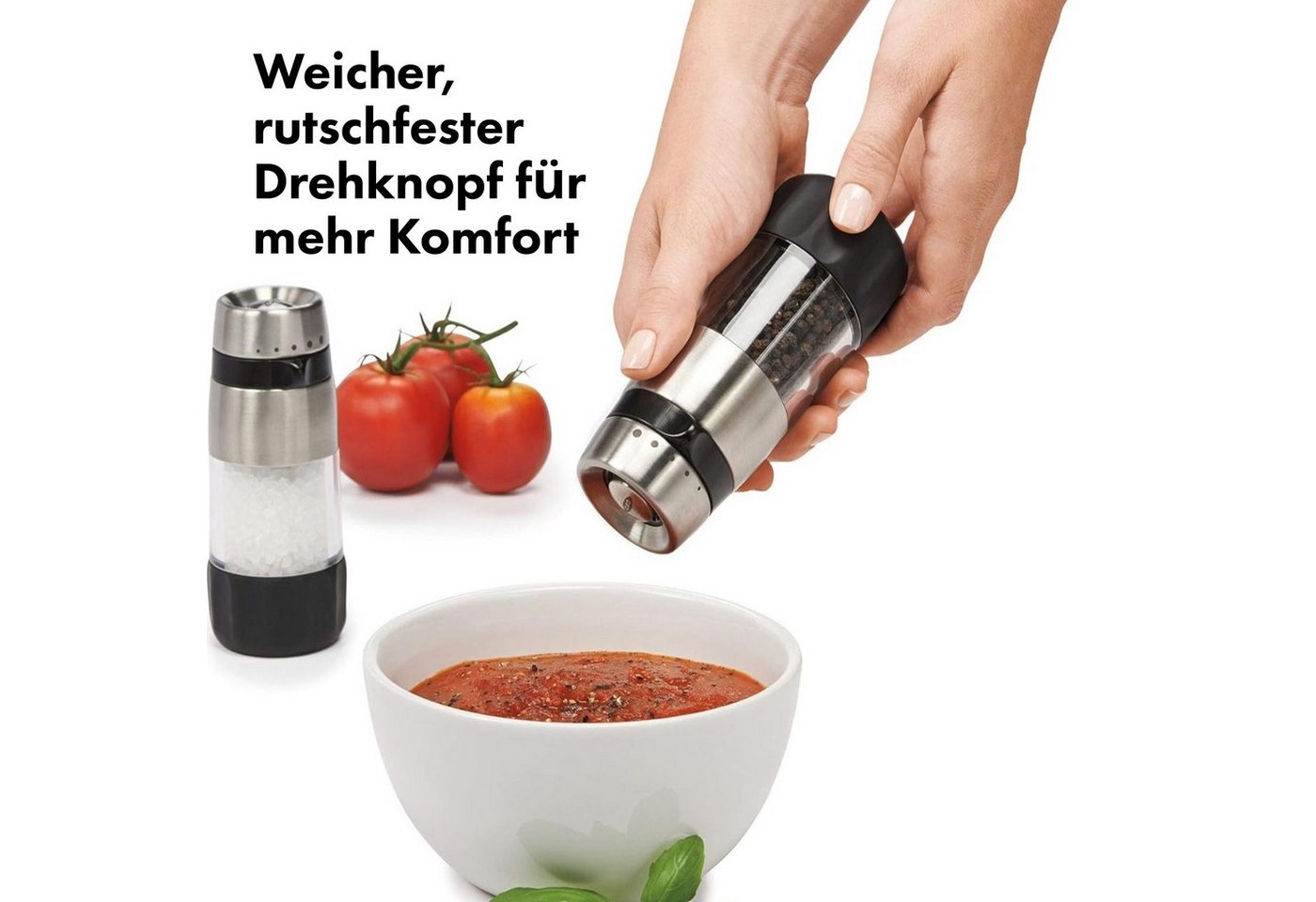 OXO Good Grips Salz-/Pfeffermühle OXO Accent Mess- Salz und Pfeffermühlen Set manuell, (2 Stück), kombiniert stilvolles Design mit müheloser Funktionalität Bild 4