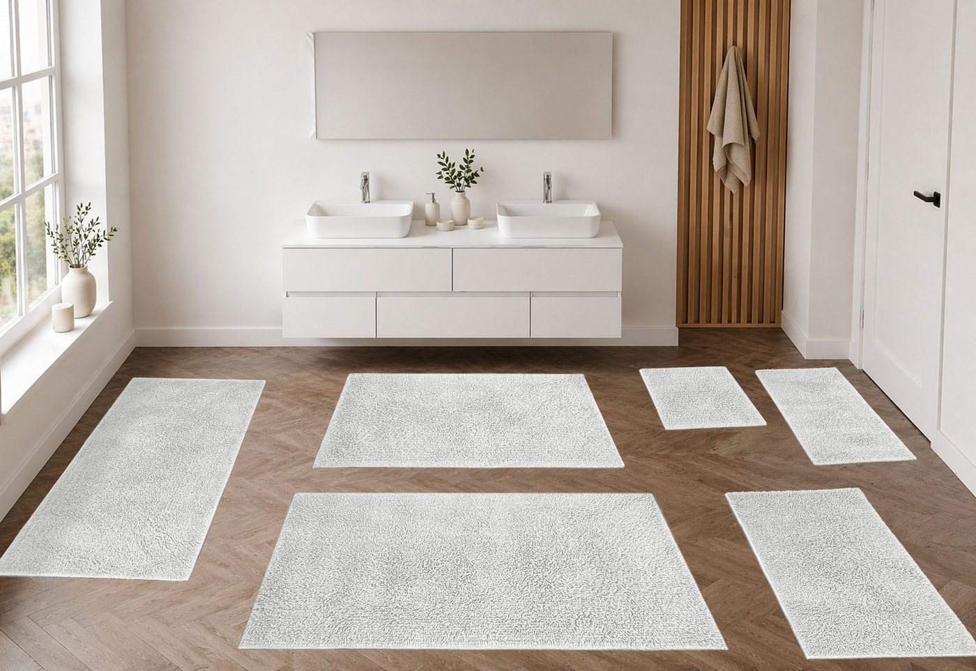 OTTO home Badematte Xennia, Badvorleger, Badezimmer Teppich, Duschvorleger, Höhe 28 mm, rutschhemmend beschichtet, schnell trocknend, Baumwolle, rechteckig, Badteppich, Uni Farben Bild 3