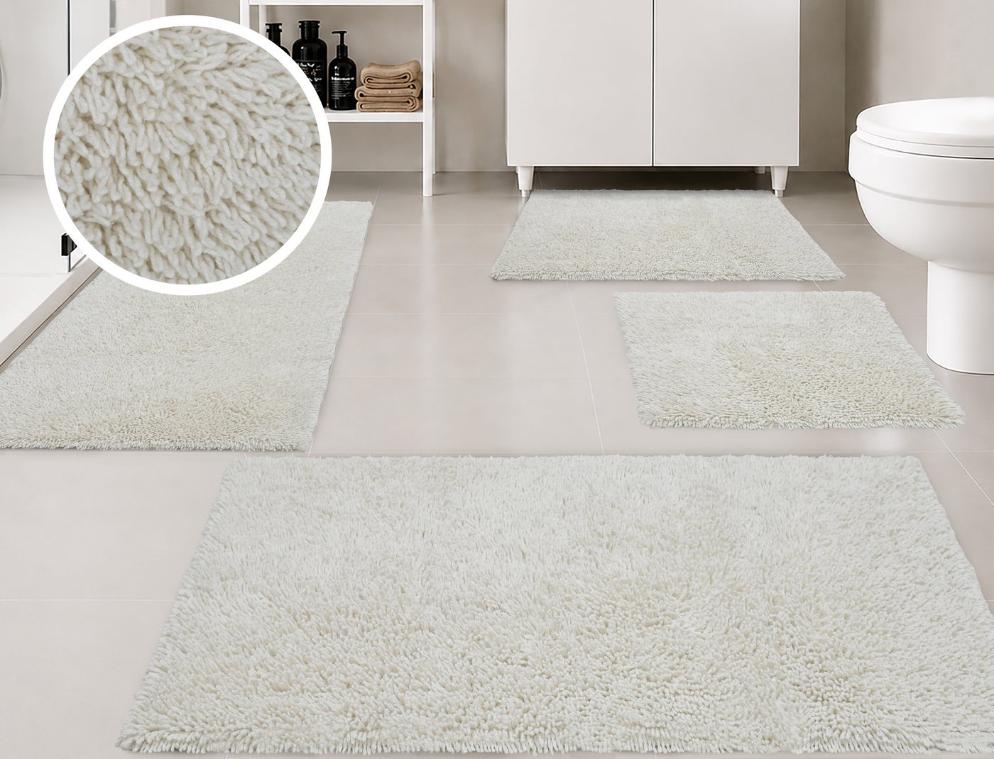 OTTO home Badematte Xennia, Badvorleger, Badezimmer Teppich, Duschvorleger, Höhe 28 mm, rutschhemmend beschichtet, schnell trocknend, Baumwolle, rechteckig, Badteppich, Uni Farben Bild 5