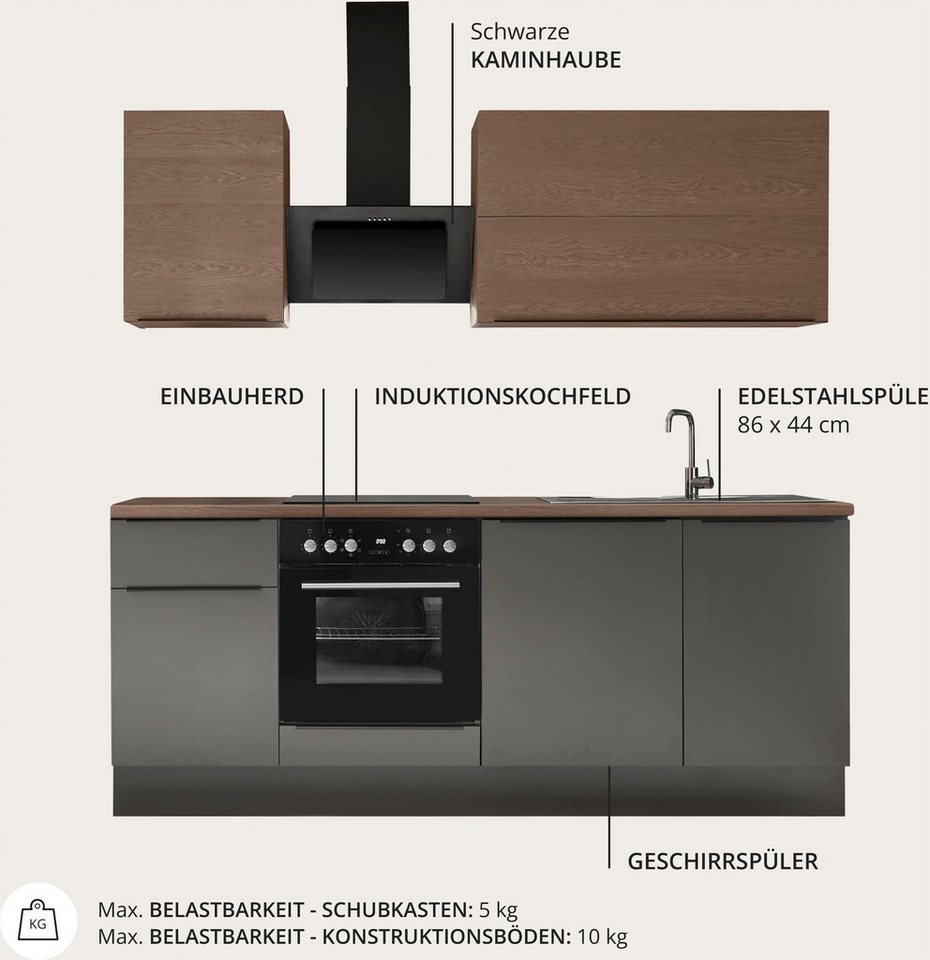 KOCHSTATION Küchenzeile Cocco, Breite 220 cm, wahlweise mit E-Geräten und Induktion Bild 4