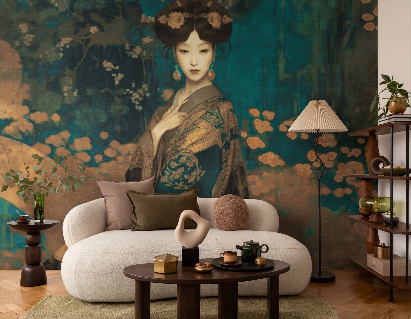 living walls Fototapete The Wall 4 Eyecatcher – Asiatisches Frauenporträt Vlies-Fototapete, leicht strukturiert, floral, matt, botanisch, (1 St), Asiatisches Frauenporträt mit ausdrucksstarker Wirkung Bild 3
