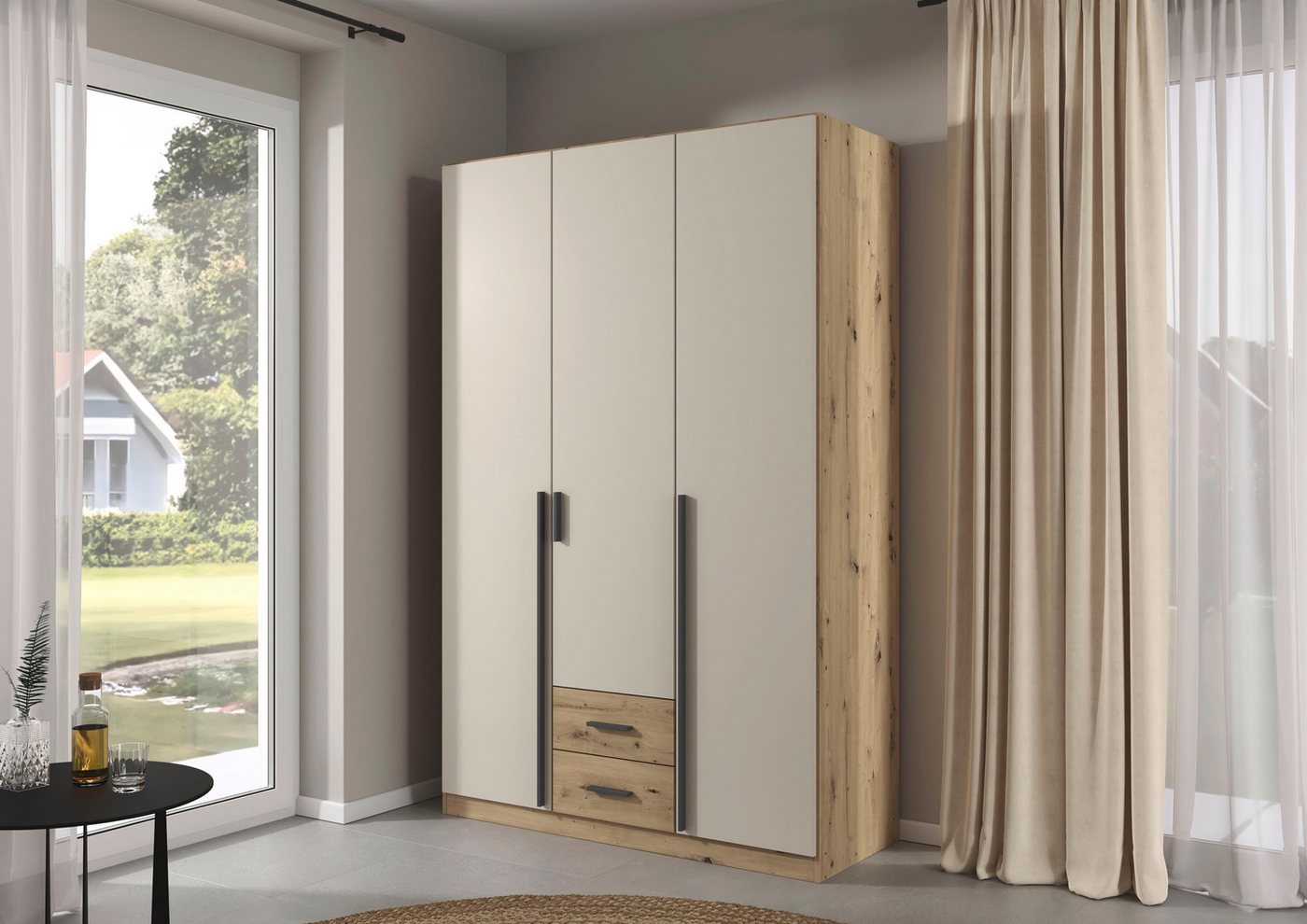 rauch Drehtürenschrank Kleiderschrank Garderobe GAMMA Breite 136 cm (in 3 Ausstattungen BASIC/CLASSIC/PREMIUM (inkl. SOFT-CLOSE-Funktion) mit Schubladen, verschiedene Griff-Varianten TOPSELLER MADE IN GERMANY Bild 2
