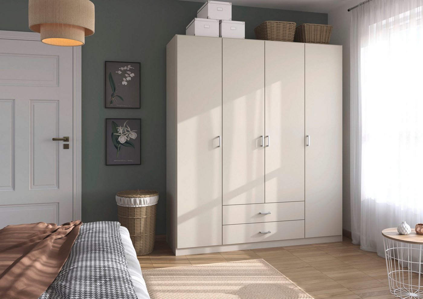 rauch Drehtürenschrank Kleiderschrank Garderobe GAMMA Breiten 181 cm (in 3 Ausstattungen BASIC/CLASSIC/PREMIUM (inkl. SOFT-CLOSE-Funktion) mit Schubladen, verschiedene Griff-Varianten TOPSELLER MADE IN GERMANY Bild 3