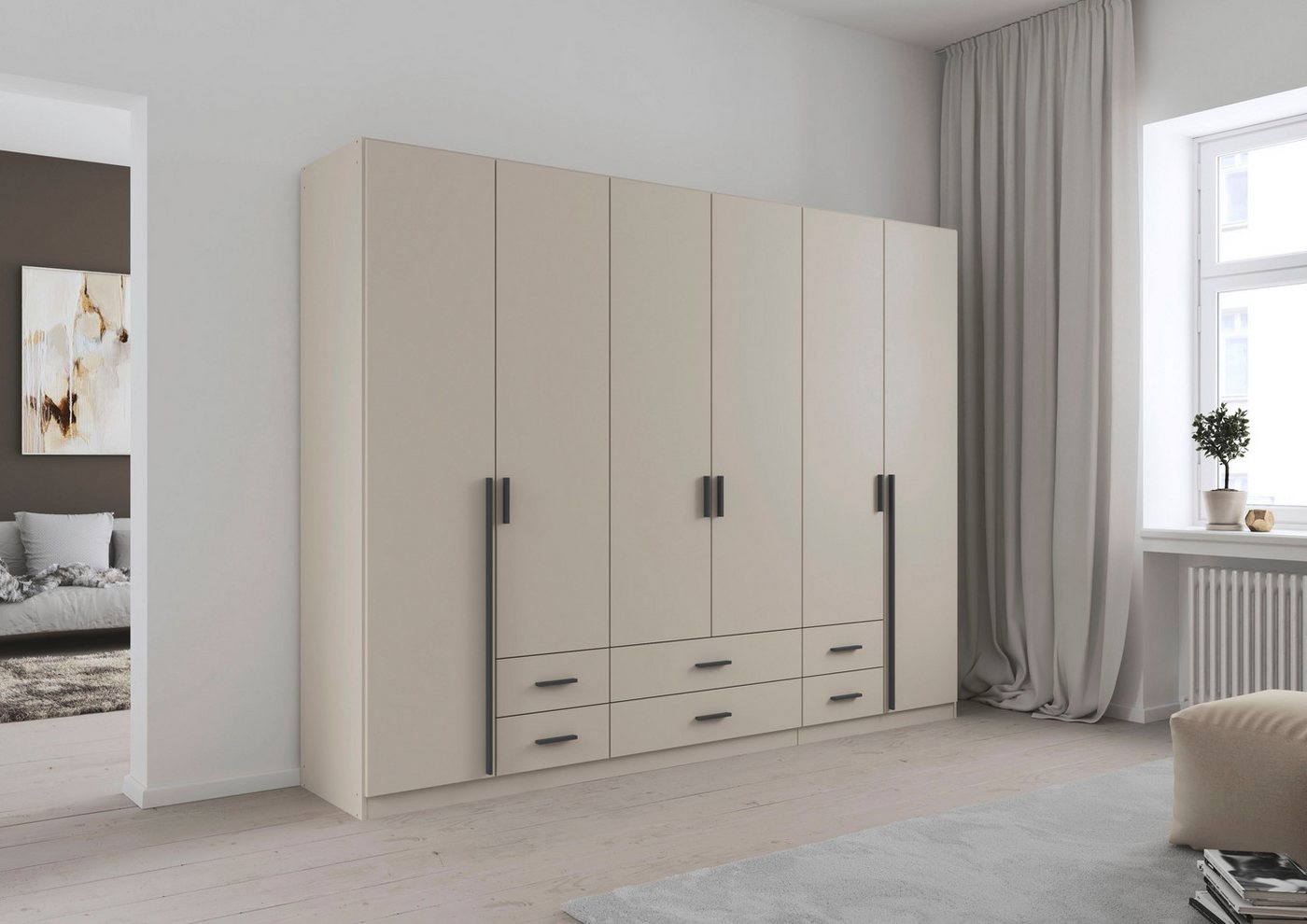 rauch Drehtürenschrank Kleiderschrank Garderobe GAMMA Breiten 271 cm (in 3 Ausstattungen BASIC/CLASSIC/PREMIUM (inkl. SOFT-CLOSE-Funktion) mit Schubladen, verschiedene Griff-Varianten TOPSELLER MADE IN GERMANY Bild 3
