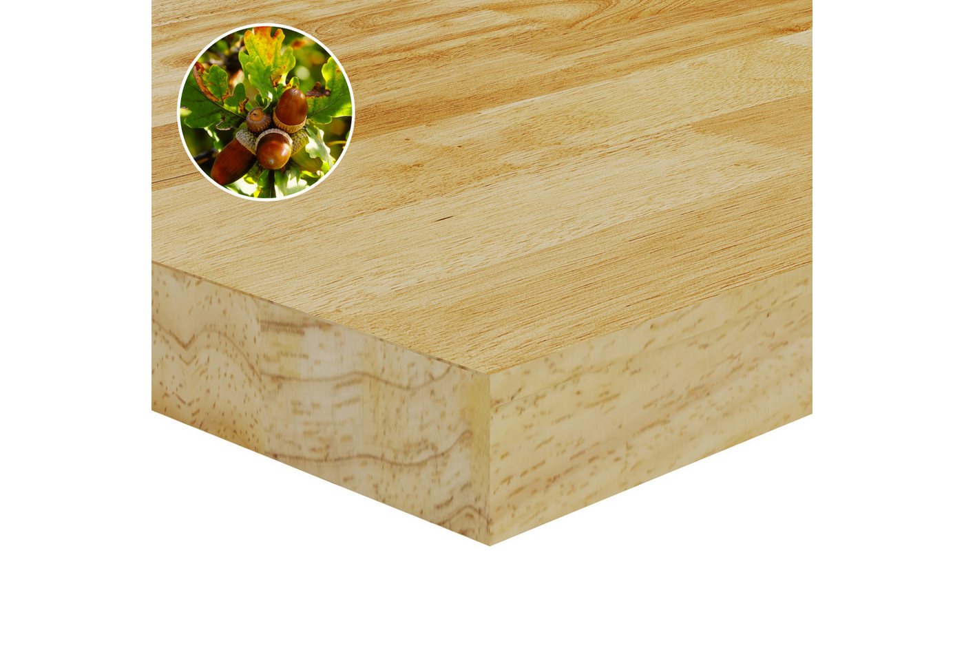 FLEXISPOT Tischplatte Premium-Series DIY Tischplatte, MDF/Rubberwood/Eiche (Aus türkischer Weißeiche, massivem Kautschukholz, Finger-Joint-Verleimung), MIT 27mm einteilige Tischplatte, Made in EU Bild 4