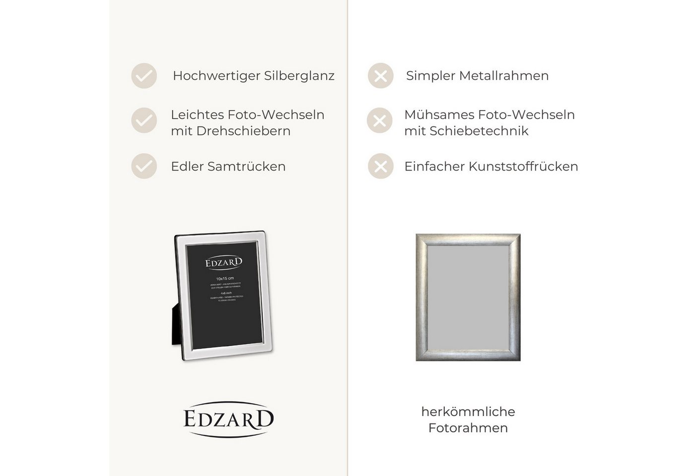 EDZARD Bilderrahmen Salerno, versilbert und anlaufgeschützt, für 9x13 cm Foto Bild 5
