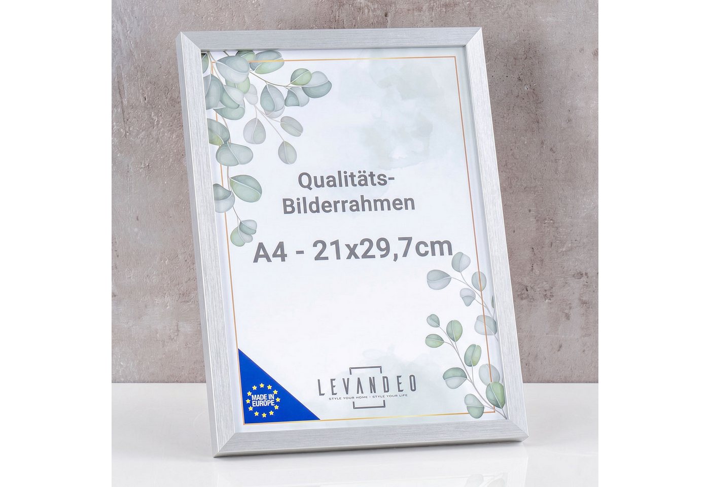 Levandeo® Bilderrahmen, Bilderrahmen Silber 21x29,7 Made in EU Fotorahmen A4 Poster Urkunde Bild 2