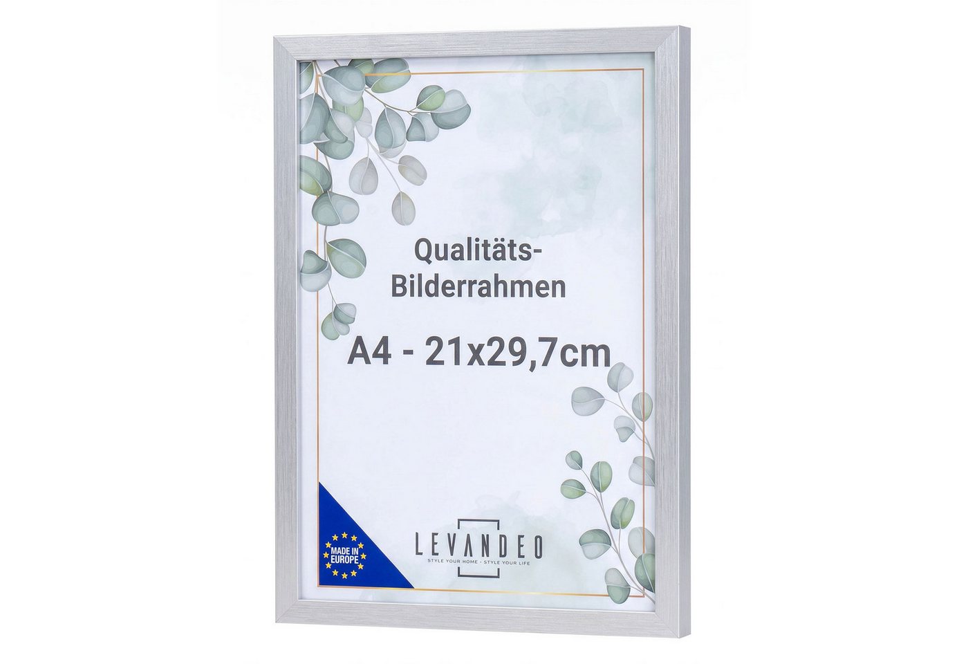 Levandeo® Bilderrahmen, Bilderrahmen Silber 21x29,7 Made in EU Fotorahmen A4 Poster Urkunde Bild 5