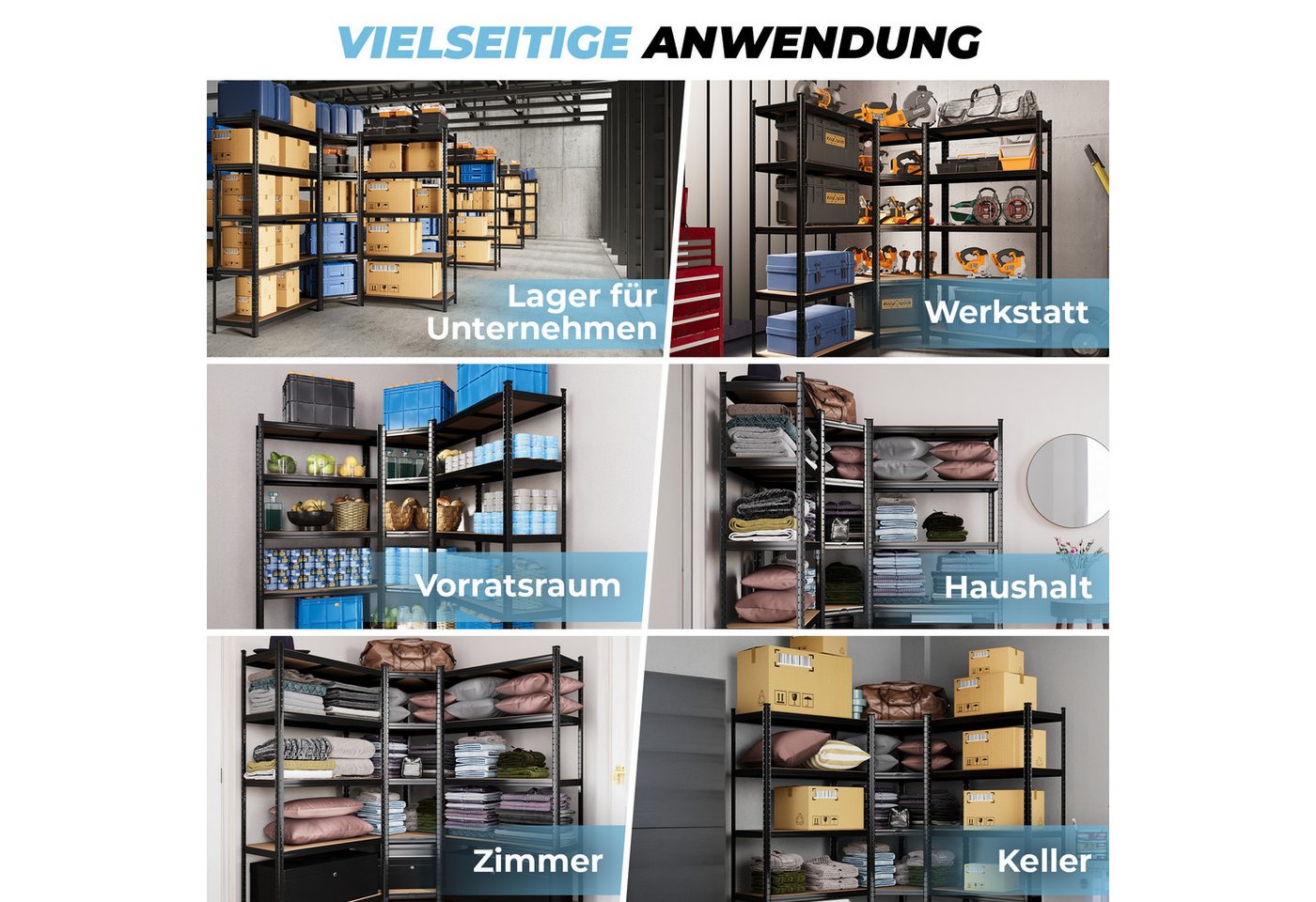 ALL Schwerlastregal Eckregal - Sets Premium Qualität, 180x90x60cm 1250kg Traglast Bild 3