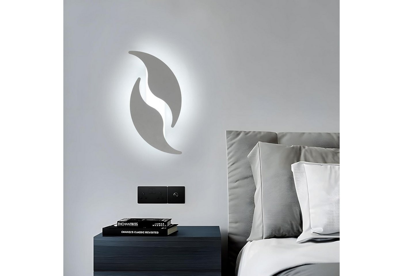 Riserva Wandleuchte Moderne LED Wandleuchte, 18W Kaltweiß 6500K, Für Wohnzimmer & Flur, LED wechselbar