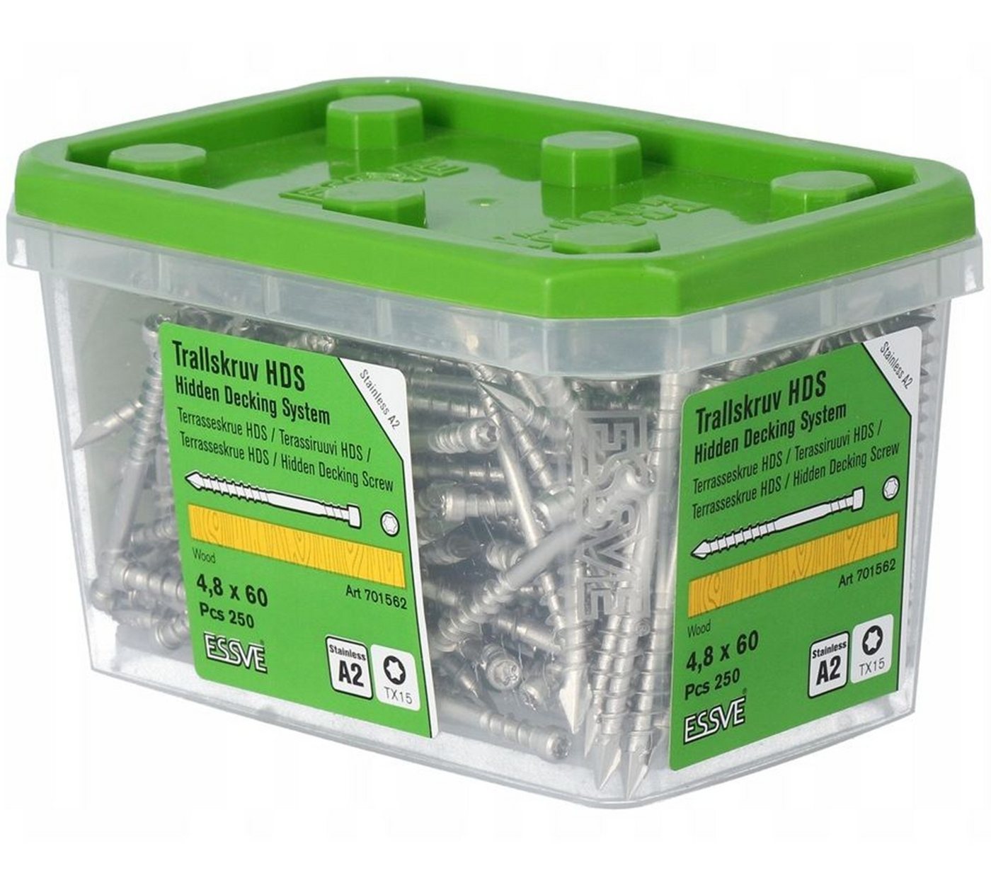 ESSVE Terrassenschraube ESSVE HDS A2 Edelstahl verdeckte Montage 4,8 x 60 mm 250 St., (250 St) Bild 3